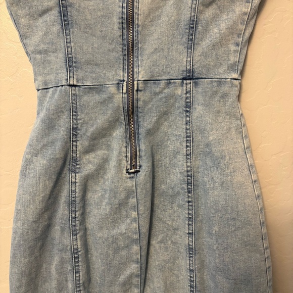 Guess y2k acid wash denim bustier front slit bodycon sleeveless dress small - Picture 12 of 16